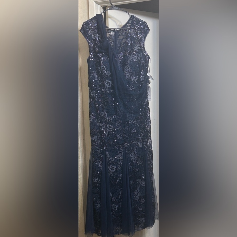Alex Evenings Midnight Blue Sequin Maxi Dress - Picture 2 of 11